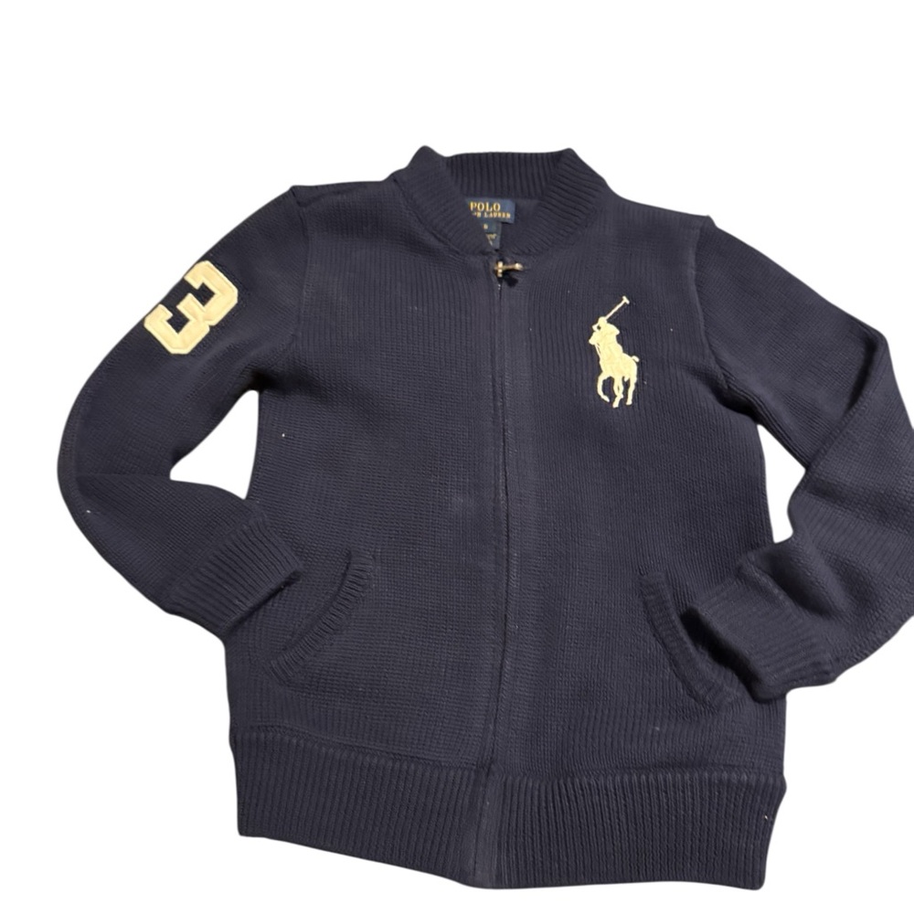 Polo by Ralph Lauren Blue and Yellow Sweater with Signature Logo